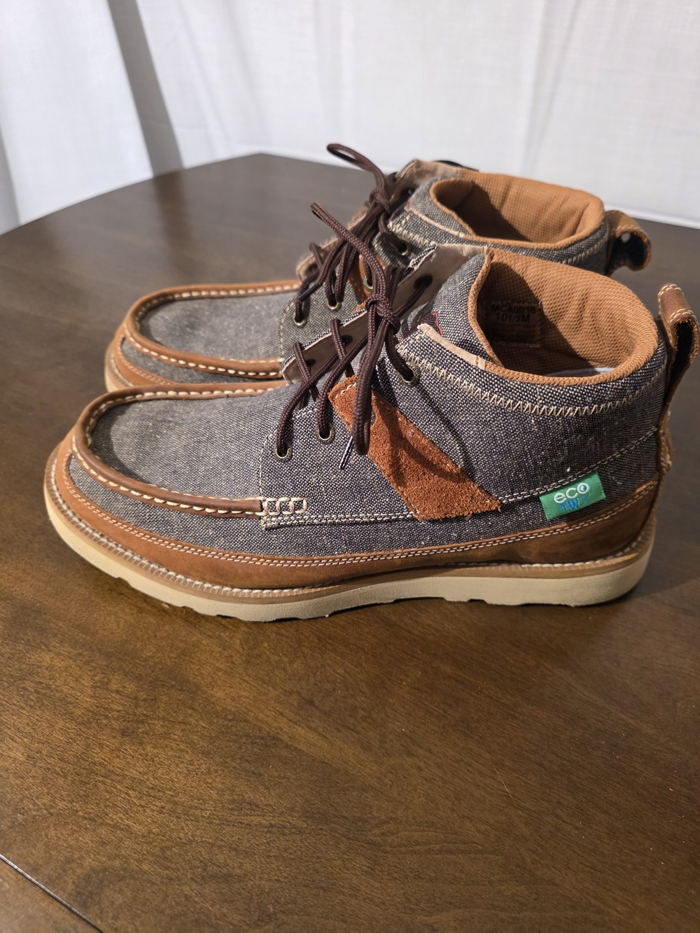 Twisted X Eco-Friendly Brown Leather & Denim High-Top Shoes